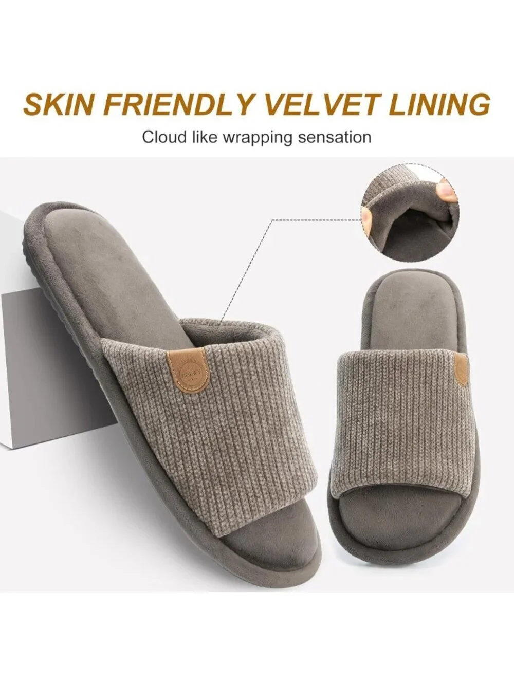 Men's Grey Cozy Memory Foam Slippers Indoor Outdoor Slip On House Shoes